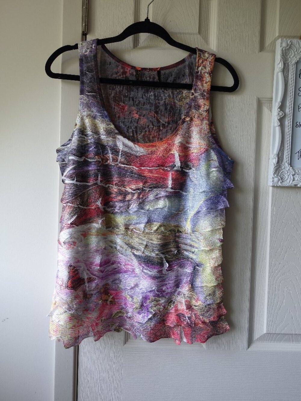 COTTON KNIT Multicolor Ruffle Layered Tank Top - Women